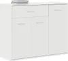 A white sideboard with drawers and doors is shown against a white background. Anteprima dell’immagine prodotto