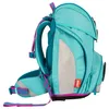 Side view of a teal and pink backpack. Podgląd zdjęcia produktu