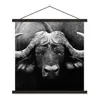 MuchoWow® Textilposter Tiere - Büffel - Schwarz - Weiß - Produktbild-Vorschau 1