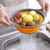 Ruhhy 23253 Opvouwbare siliconen zeef, 24 cm, oranje-grijs Productafbeelding-voorbeeld 2