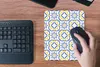 MuchoWow® Mauspad Mousepad Blume - Blau - Gelb - Kacheln - Produktbild-Vorschau 5