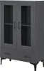 A dark gray display cabinet with glass doors and drawers. Náhľad obrázku produktu