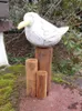 Freche Möwe auf Poller Statue maritime Deko Holz Handarbeit Produktbild-Vorschau 1