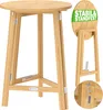 A wooden folding bar table shown from the front and a folded view from the side. Produktbild-Vorschau