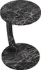 A black marble-effect side table with an oval top and base, connected by a curved pedestal. Anteprima dell’immagine prodotto