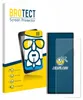 A product shot of a screen protector packaging and the screen protector itself, with marketing graphics. Produktbild-Vorschau