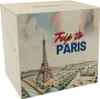 Trip to Paris Spardose aus Holz mit Eiffelturm im Retro Produktbild-Vorschau 1
