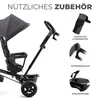A close-up view of a gray Kinderkraft AVEO tricycle, highlighting its accessories. Náhled obrázku produktu