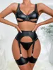 Erotische  Dessous Set – Schwarzes Straps-Set mit BH, Produktbild-Vorschau 1