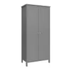 A gray wardrobe with two doors, shown from the front. Podgląd zdjęcia produktu
