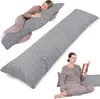 A collage showing a pregnancy pillow in use and a woman reading with a pillow. Produktbild-Vorschau