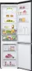The interior of an open LG refrigerator, showing various food items and storage compartments. Produktbild-Vorschau