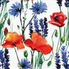 Servietten Papier 33x33cm 3-lagig Mohnblumen & Kornblumen Produktbild-Vorschau 1