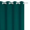 A close-up of a teal curtain hanging from a curtain rod. Produktbild-Vorschau