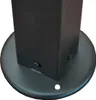 Close-up of the base of a black metal post with a circular base plate attached by screws. A hole is visible in the base plate. Produktbild-Vorschau