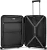 An open black suitcase with its interior visible, showing straps and compartments. Produktbild-Vorschau