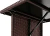 A close-up view of the underside of a brown poly-rattan table, showing the woven texture and a metal support bracket. Produktbild-Vorschau