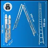 A multi-angle display of a telescopic ladder with dimensions indicated. Produktbild-Vorschau