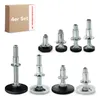 A collection of adjustable furniture feet, some with black bases and others with clear bases, arranged in two rows on a white background. A small cardboard box with '4er Set' printed on it is in the top left corner. Produktbild-Vorschau