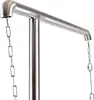 A close-up view of a stainless steel grill gallows with chains hanging from it. Podgląd zdjęcia produktu