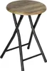 A folding stool with a wooden seat and black metal legs, photographed against a white background. Produktbild-Vorschau
