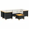 vidaXL 7-tlg. Garten-Sofagarnitur mit Kissen Schwarz Poly Produktbild-Vorschau 1