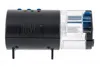 A black and clear automatic fish feeder with blue accents. Produktbild-Vorschau