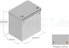 A diagram of a car battery with dimensions indicated. Produktbild-Vorschau