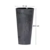 A tall, dark gray planter with a marbled effect, shown against a white background with dimension lines indicating its size. Podgląd zdjęcia produktu