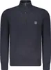 A dark blue half-zip pullover sweater for men, displayed front-on against a white background. Produktbild-Vorschau