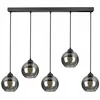 A five-light pendant chandelier with smoked glass globes. Náhled obrázku produktu