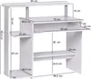 A diagram of a white computer desk with dimensions labeled. Produktbild-Vorschau