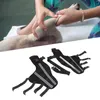A collage showing a close-up of a person's hands tending to a dog's leg and a pair of black dog leg braces. Podgląd zdjęcia produktu