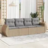 4-tlg. Garten-Sofagarnitur mit Kissen Beige Poly Rattan Produktbild-Vorschau 2