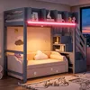 Flieks Etagenbett 90x200cm mit Led, Kinderbett mit Treppe Produktbild-Vorschau 3
