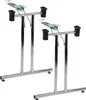 Two chrome table legs with black caps on a white background. Podgląd zdjęcia produktu