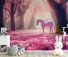 Fototapete Für Die Wand Einhorn im rosa Blumenwald für Produktbild-Vorschau 3