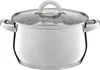 A stainless steel pot with a glass lid and handles, shown from a front-side angle on a white background. Voir les images du produit