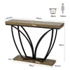A diagram showing the dimensions of a console table, with a silhouette of a person for scale. Podgląd zdjęcia produktu