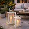 2er Laternen Set Gartenlaterne Windlicht Metall Cremeweiß ca. H30/41cm 70 Produktbild-Vorschau