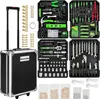 A collage of images showing a tool case and its contents, along with various tools and accessories. Produktbild-Vorschau