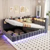 Merax Polsterbett Schlafsofa 90x200cm mit LED-Beleuchtung, Produktbild-Vorschau 1