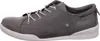 A side view of a gray women's sneaker with white laces. Produktbild-Vorschau
