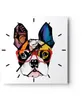 Wanduhr - Quadrat - Glasuhr - Hund Brille Bunt Bulldogge - Produktbild-Vorschau 1