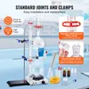 A laboratory distillation setup with various accessories and informational callouts. Produktbild-Vorschau