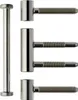 A set of three metal hinges and a separate metal pin, all with threaded ends, arranged against a white background. Produktbild-Vorschau