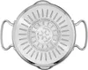 The underside of a stainless steel pot with branding and technical specifications embossed on it. Anteprima dell’immagine prodotto