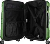 An open green suitcase, showing its interior compartments and straps. Voir les images du produit