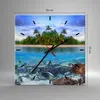 Wanduhr - Quadrat - Glasuhr - Strand lagune wasser ozean - Produktbild-Vorschau 3