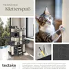 A collage showcasing a cat tree with a cat scratching it, along with product details and text. Náhled obrázku produktu
